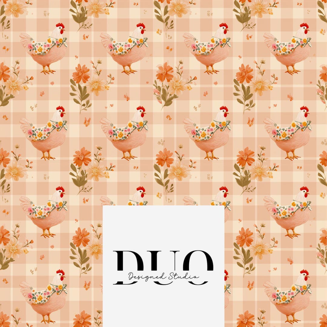 Checked Chickens Seamless Pattern, Gingham Pattern, Cute Chickens ...