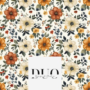 Neutral Bohemian Floral Vintage Seamless Pattern, Repeat Surface Pattern, Fabric Pattern Digital Download Paper Commercial Use