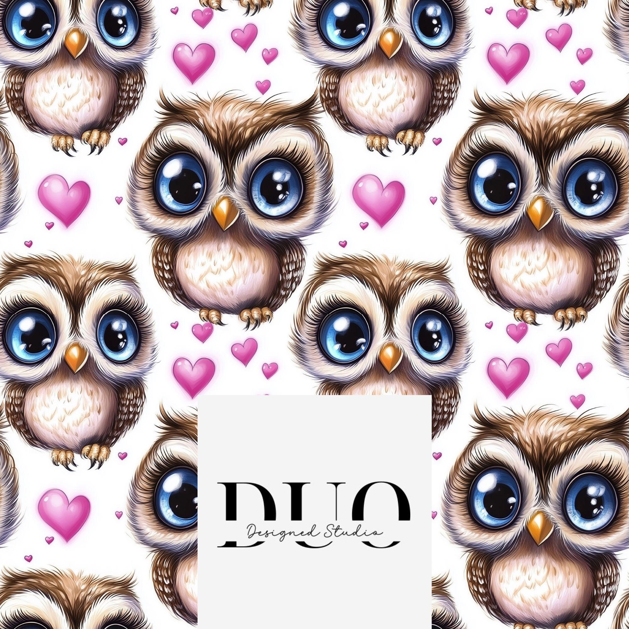 Love Owls Seamless Pattern, Owls Background Pattern, Fabric Pattern Digital Download Paper, Love Bir