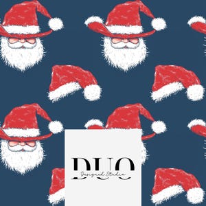 Western Santa Seamless Pattern, Father Christmas Background, Christmas Seamless Pattern, Fabric Digital Paper Download, Commercial Use
