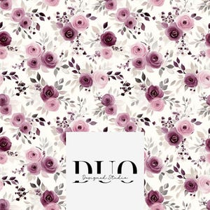 Magenta Roses Seamless Watercolour Pattern, Repeat Surface Pattern, Fabric Pattern Digital Paper Commercial Licence Non-Exclusive