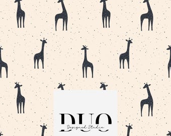 Giraffes Seamless Pattern, Zoo Seamless Design, Giraffe Background, Scrapbook Paper, Repeat Tile, Nursery Fabric Digital Download