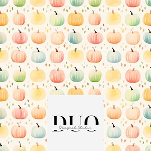 Rainbow Pumpkins Fall Autumn Seamless Pattern, Repeat Surface Pattern, Fabric Pattern Digital Download Paper Commercial Licence