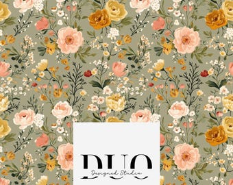 Petits petits motifs floraux sauge rose pastel, motif floral beige, motif de fond en tissu, téléchargement numérique sur papier, usage commercial