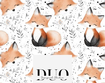 Cute Fox Seamless Pattern, Fox Nursery Background Pattern, Woodland Animals Fabric Pattern, Digital Download Paper, Commercial Use