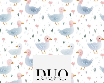 Pastel Ducks Seamless Pattern, Repeat Tile Surface Pattern, Fabric Pattern Digital Download Paper Commercial Licence Non-Exclusive