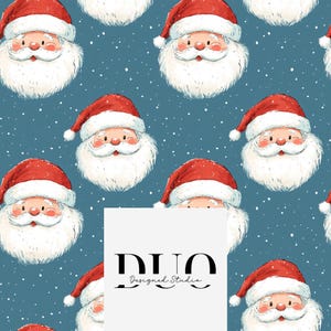 Christmas Santa Festive Seamless Pattern, Santa Background Pattern, Father Christmas Digital Paper, Christmas Seamless, Commercial Use