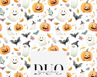Cute Halloween Seamless Pattern, Halloween Repeat Surface Pattern, Fabric Pattern, Digital Download Paper, Commercial Use