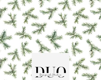 Christmas Tree Branches Seamless Pattern, Christmas Background Pattern, Xmas Wallpaper Fabric Design, Festive Digital Paper, Commercial Use