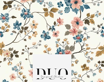 Wilderness Floral Seamless Pattern, Repeat Tile Surface Pattern, Fabric Digital Paper Download Commercial Licence Non-Exclusive