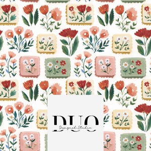 Patrón floral sin costuras tipo caja de cerillas, fondo de patchwork sin costuras, patrón de superficie repetitivo, descarga de papel digital para tela para uso comercial