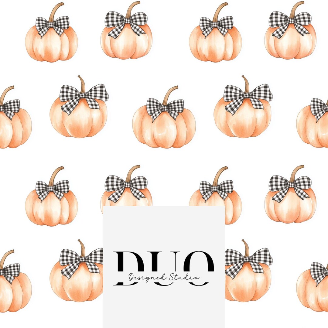 Pumpkins Coquette Gingham Seamless Pattern, Halloween Repeat Surface ...