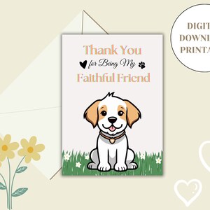 Carte de remerciement, carte de gratitude, carte imprimable numérique, carte pour amoureux des chiens, carte pour chiot, carte d'amis.