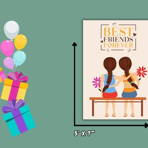 Tarjeta de mejores amigos, tarjeta imprimible digital, tarjeta Besties, tarjeta de amistad