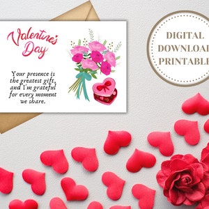 Tarjeta imprimible digital de San Valentín, tarjeta de amor, tarjeta de 7 x 5, regalos para el día de San Valentín