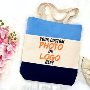 Personalized Tote Bag, Custom Logo Bag, Photo Canvas Tote, Business Logo Gift, Bridesmaid Gift, Reusable Shopping Bag, Custom Printed Tote