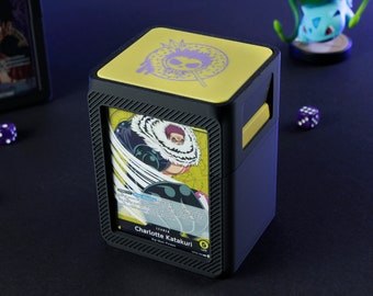 OPTCG - Deck Box (Black) - Yellow Katakuri Edition (Lid & Clips)