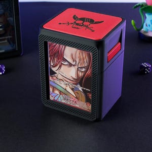 OPTCG - Deckbox (Schwarz) - Shanks Rot (Deckel & Clips)