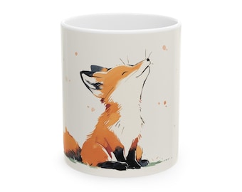 Cute Playful Fox, Ceramic Mug, 11oz