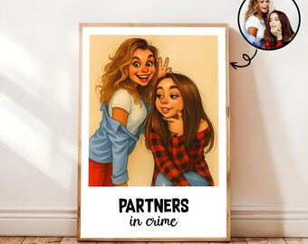 Custom Caricature Portrait from Photo Personalized Poster, Funny Gift for Couples, Friends, Pets, Family