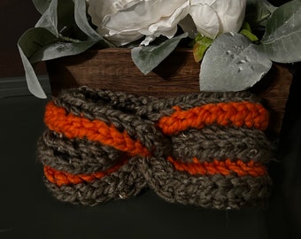 Brown & Orange Crochet Headband