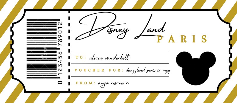 Printable / Digital Disneyland Gift Voucher - Etsy