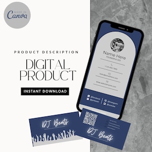 Carte de visite modifiable de service DJ, numérique et imprimable, modèle de signature d'email, modèle de signature électronique personnalisable pour les DJ professionnels