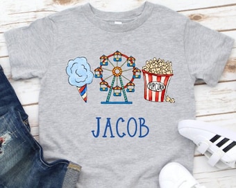 Kids Custom Fair Trio Shirt With Name, Boys Fair Shirts, Kids Personalized Shirt, Fairground Shirt