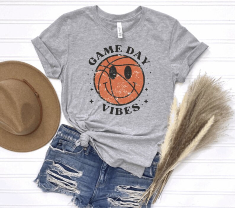 Adult Unisex Basketball Retro Design Tshirt, Game Day Vibes Tshirt