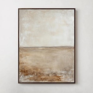 Large Brown Landscape Oil Painting,Modern Brown Wabi-Sabi Wall Art,Oversized Minimalist Beige Abstract Painting,Living Room Wall Decor