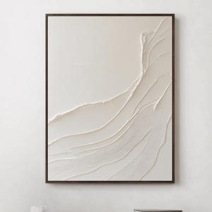 Large White Minimalist Textured Wall Art,White 3D Abstract Wall Art,White Waves Abstract Painting,White Canvas Wall Art,Bedroom Art Decor