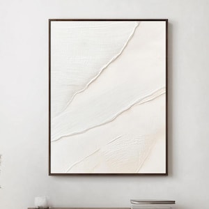 Large White Textured Wall Art,3D White Minimalist Painting,White Minimal Textured Artwork,White Canvas Plaster Painting,Nordic Wall Decor