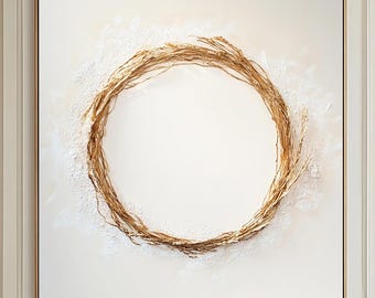 Gold Circle Canvas Art: Luxury Textured Abstract Painting