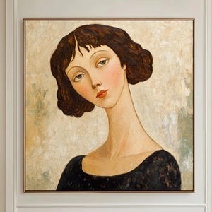 Original Abstract Girl Portrait Painting,Figurative Vintage Canvas Art,Female Portrait Oil Painting on Canvas,Beautiful Girl Art,Home Decor
