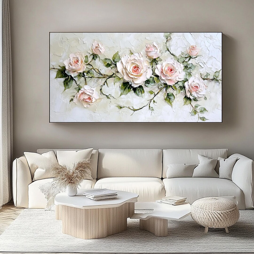3D Textured Floral Acrylic Painting on Canvas: Pink Flower Wall Art - Etsy