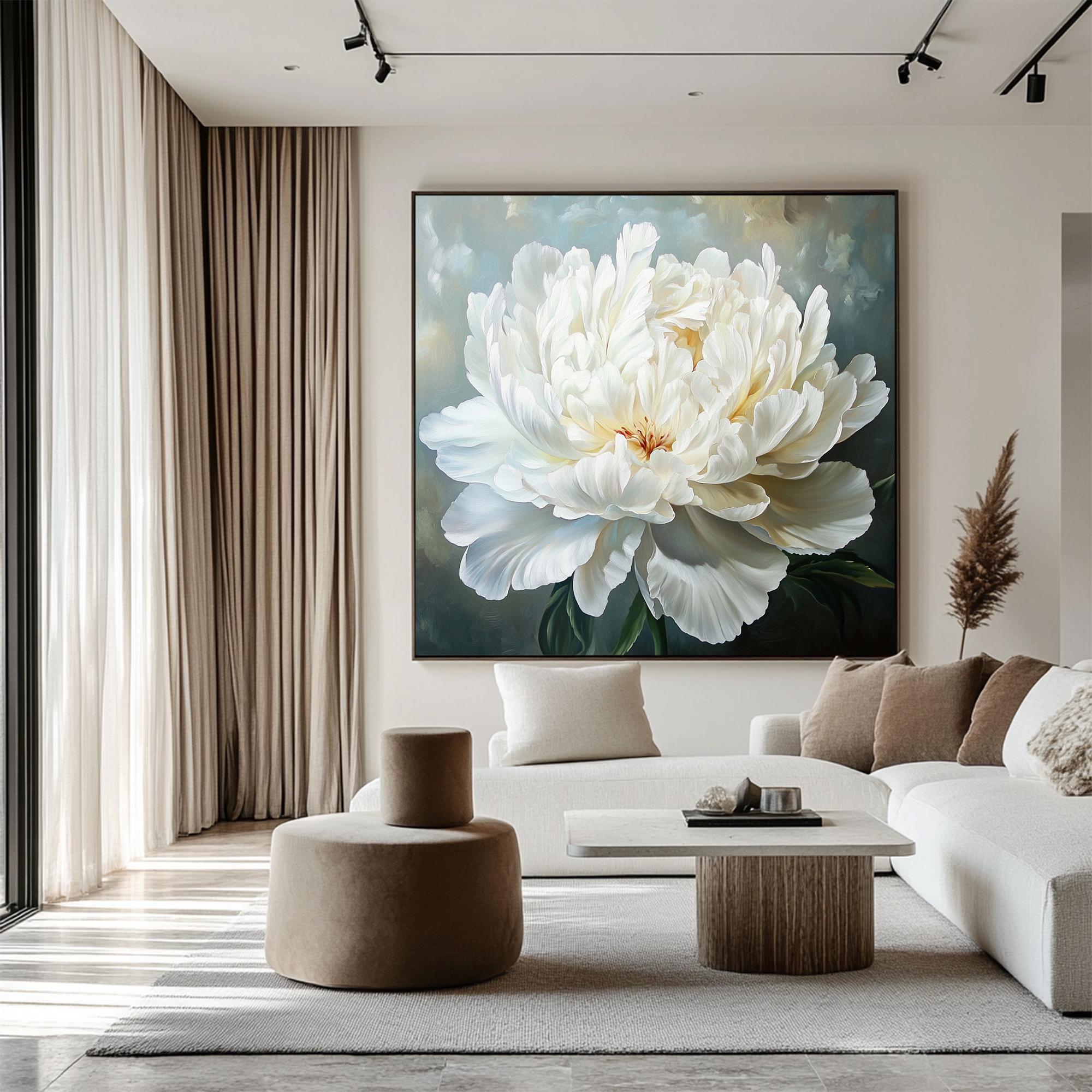 Large White Flower Oil Painting on Canvas: Abstract Floral Wall Art - Etsy