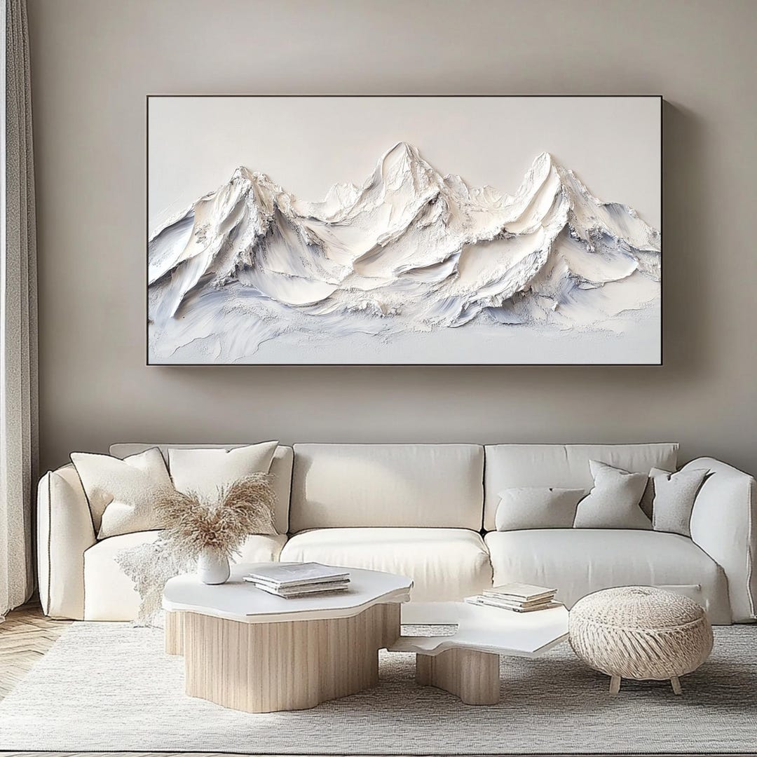 Textured 3D Mountain Painting on Canvas: Abstract Landscape Wall Art - Etsy