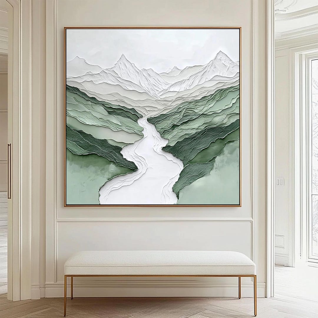 Textured Abstract Landscape Painting: 3D Mountain Wall Art - Etsy