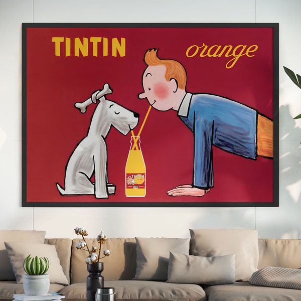 Tintin and Snowy Art - Tintin Vintage Poster - Tintin Orange Soda - Tintin Art Print