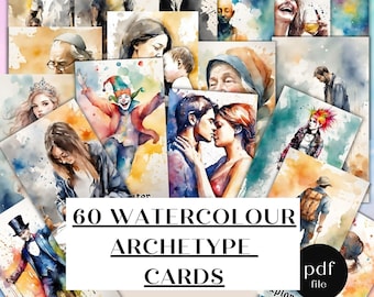 60 Archetype Cards: Printable Oracle Deck with Guide - Jungian Psychology, Inner Journey, Self-Development