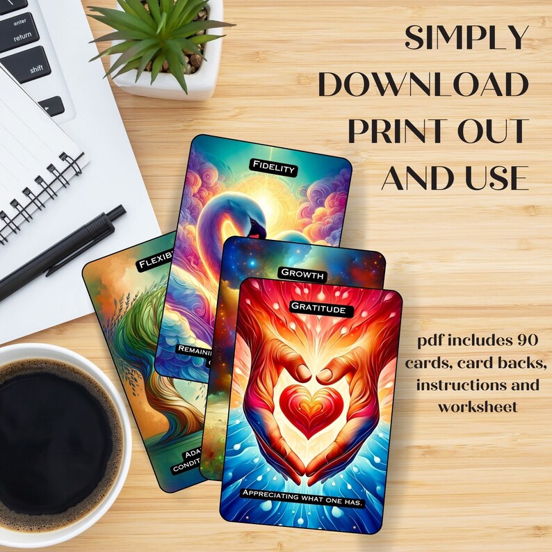 Printable Values Cards for Self Awareness, Exploration, Personal Growth, Therapy Gifts ...