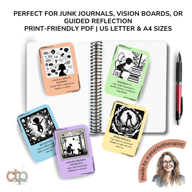 Neurodivergent Support Cards - ADHD + Autism Emotions and Feelings, Printable Therapy Cards & Neurodiversity Hints