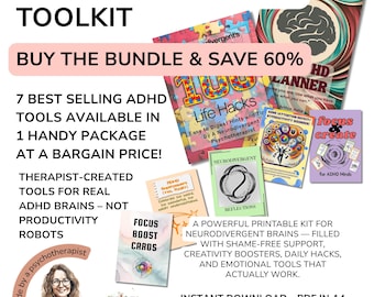 ADHD Digital Bundle: Neurodivergent Adult & Teen Therapy Tools (PDF)