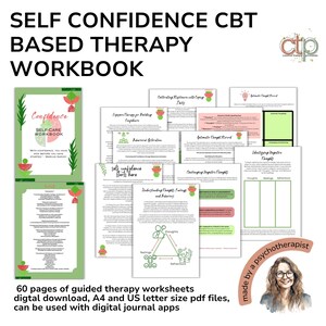 Self-Confidence Tips Therapy Journal: Printable Guided Workbook for Personal Growth & Mental Health