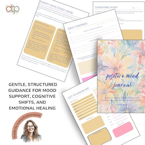 Positives Mind Journal | Wellness Journal mit Therapie-Arbeitsblättern, Journal Prompts, Mood Tracker + CBT-Tools für Glück & Selbstwertgefühl
