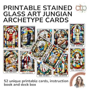 Carte archetipiche di arte in vetro colorato - Mazzo junghiano, lavoro ombra, guida inclusa, sviluppo personale