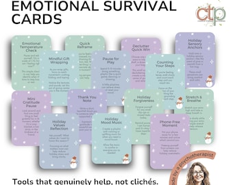 Christmas Coping Cards Printable: Stress and Anxiety over the holidays Survival Set