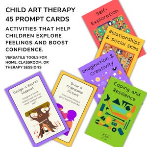 Cartes d'art-thérapie pour enfants : activités d'exploration créative imprimables pour un soutien émotionnel, la gestion des sentiments et pour faire parler les enfants !