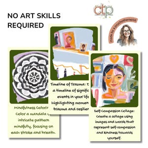 Art Therapy Cards for Mental Health. A printable tool for therapists, journal lovers,  educators. Pocket sized creative expression self help