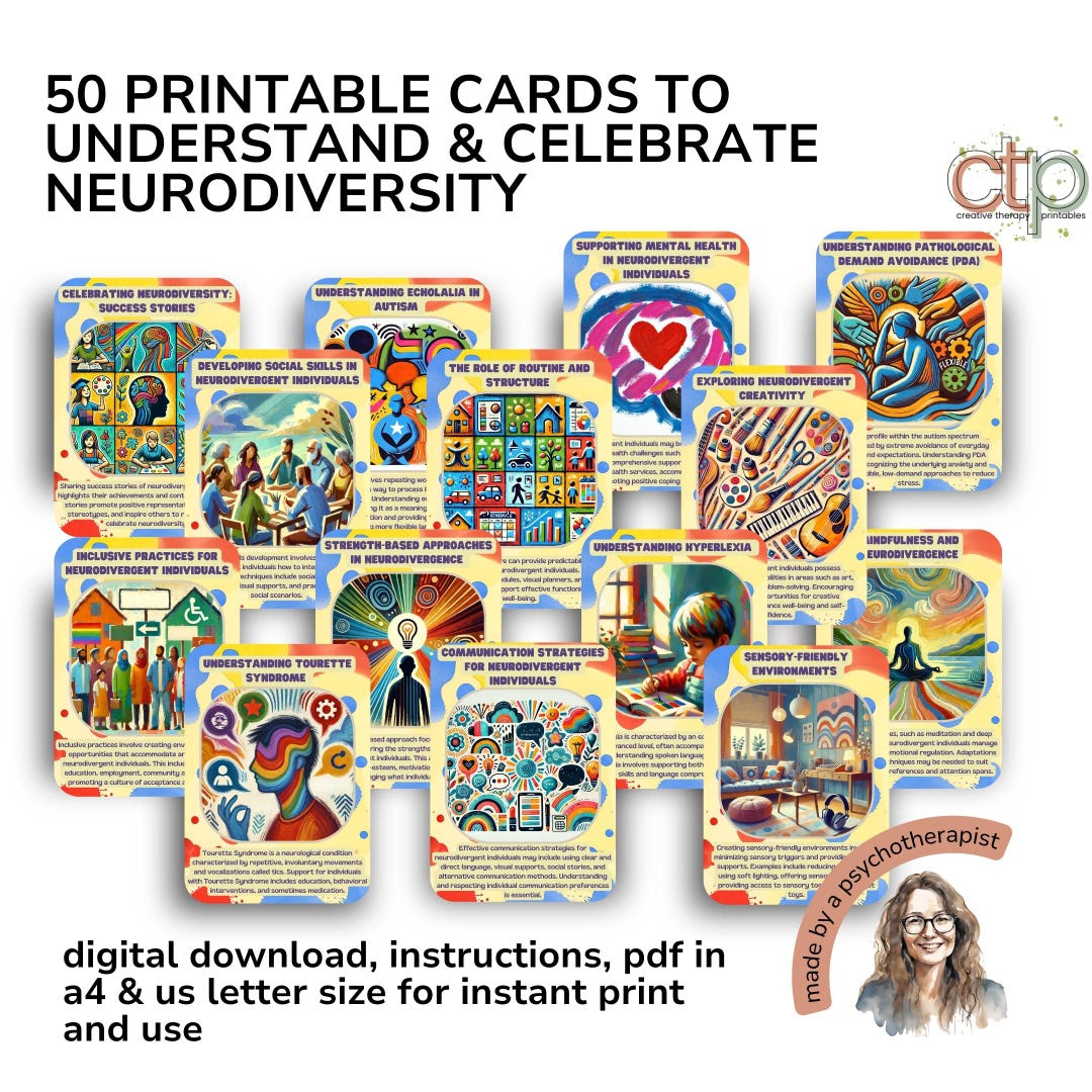Invisible Symptoms; Printable Neurodiversity Cards. ADHD, Autism ...